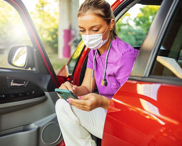 Nurse Checking Location On The Phone