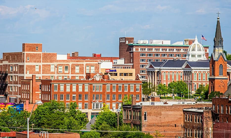Historic Downtown Cityscape With Brick Buildings